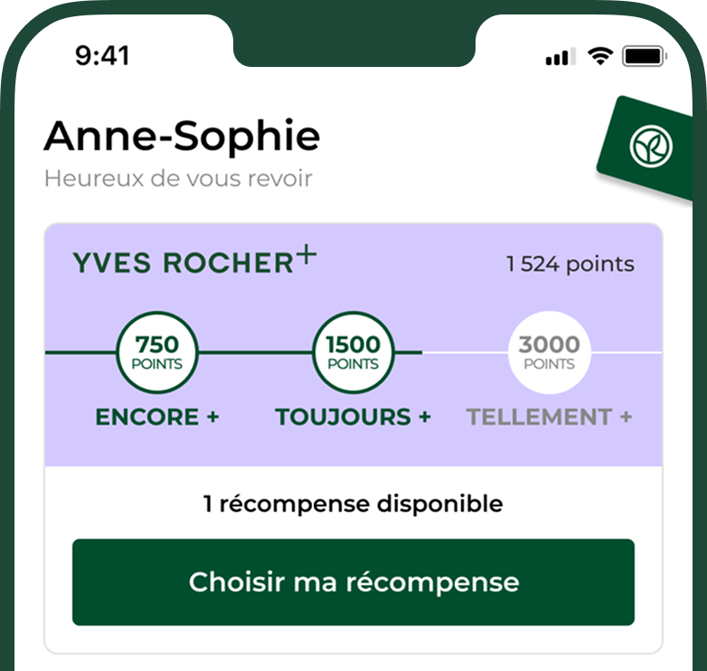 Capture d'écran de l'application Yves Rocher